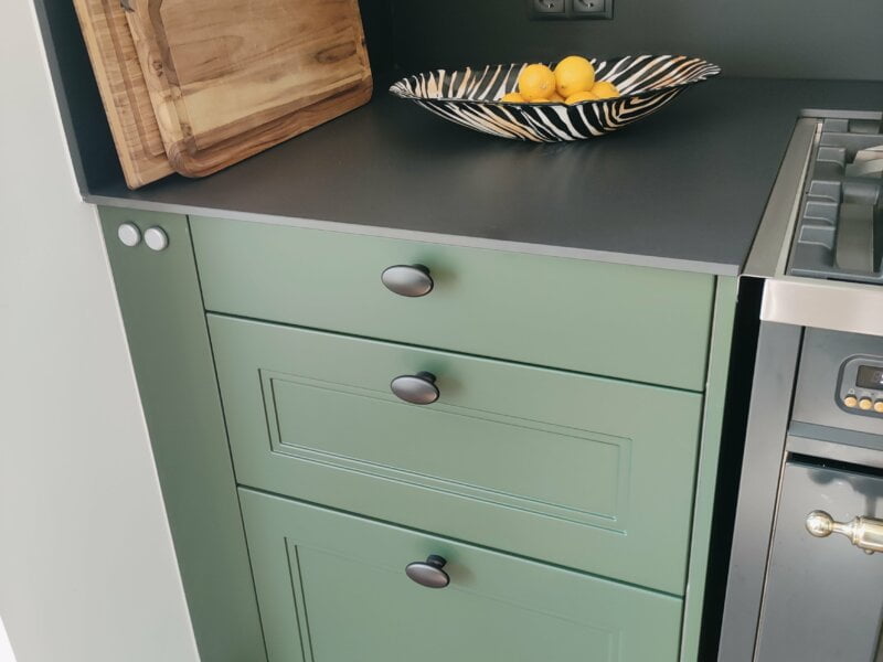 Antique green cabinets